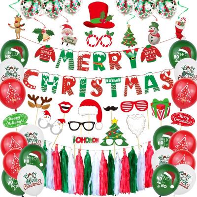 China 2022 Party Occasion PartyPlace Christmas Balloon Set Christmas Paper Pull Flag Banner Spiral Ornament Party Balloon Set Supplies for sale