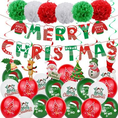 China Occasion Christmas Party 2022 Red and Green Balloons Set Spiral Balls Plaid Christmas Paper Flower Sweater Balloon Ugly Party Supplies for sale