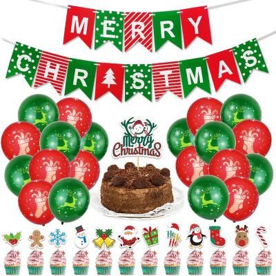 China Party Occasion Christmas Letter Pull Flag Sequin Balloon Cake Decoration Dessert Sticker Flag Christmas Balloon New Set Party Supplies for sale