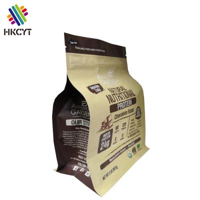 China Recyclable Custom Printing On Kraft Paper Aluminum Foil Ziplock Packaging Bag For 1kg Protein Powder for sale
