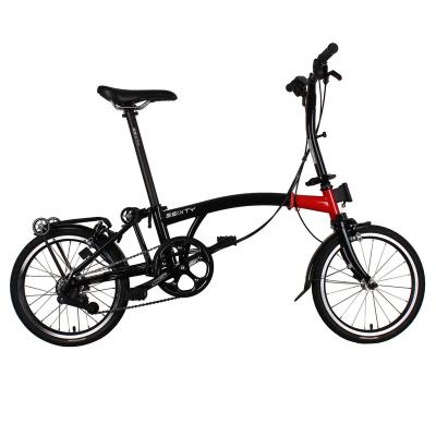 China 3SIXTY Steel Folding Adult Bike, CHN Black&Red 16Inch 6Speed Compact Bike Urban Folding Business City Boats for sale