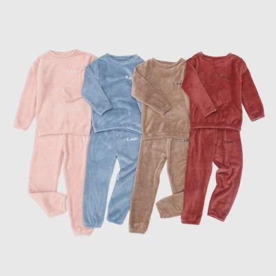 China Mysweeby Hot Children's Korean Pajamas Solid Color Simple Girls' Sleepwear Children's Soft Soft Pajamas for sale
