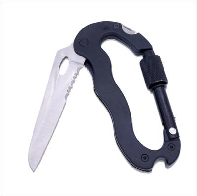 China Outdoor Multifunction Climbing Quick-Hit Loop Knife Saw Phillips And Slotted Screwdriver With Carabiner for sale