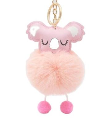 China T018 Cute Cute Fluffy Key Ring Bag Car Key Holder Pom Pom Key Chain Handbag Purse Key Chain Koala Fur Ball for Girls for sale