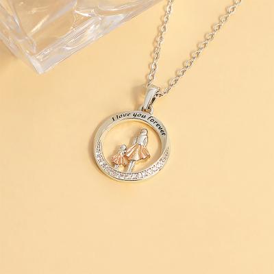 China Romantic Hot Selling 18K Stainless Steel Vacuum Plating Rose Gold Sliver Fashion Heart Pendant Necklace For Gift Friend Family for sale