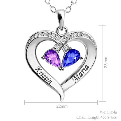 China Romantic Hot Selling 18K Stainless Steel Vacuum Plating Rose Gold Sliver Fashion Heart Pendant Necklace For Gift Friend Family for sale