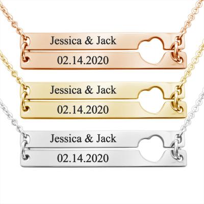 China Romantic Hot Selling 18K Stainless Steel Vacuum Plating Rose Gold Sliver Fashion Heart Pendant Necklace For Gift Friend Family for sale