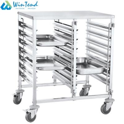 China Hotel Types All Stainless Steel Tray Rack Trolley With PVC Wheels for sale