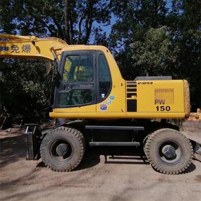 China Excavadora Komatsu PC150 15 toneladas Excavadora de rodas usadas Controle inteligente à venda