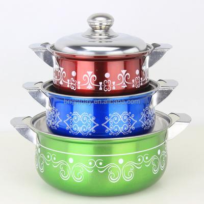 China Hot Sales India and Nigeria Sustainable Sales Stainless Steel Color Flower Design 10pcs Cookware Spray Set Cookware Set for sale