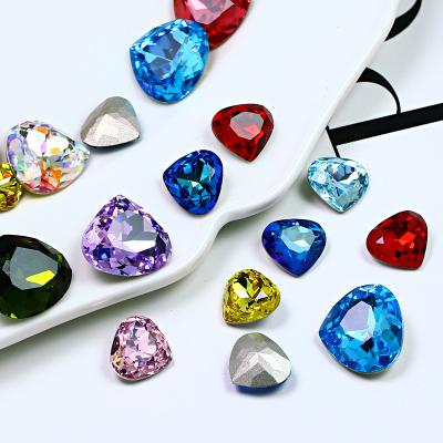 China Hot Selling Pointback Junjiao Amazone Heart Point Back Fancy Crystal Stone K9 High Quality Rhinestones For Clothing Decoration for sale