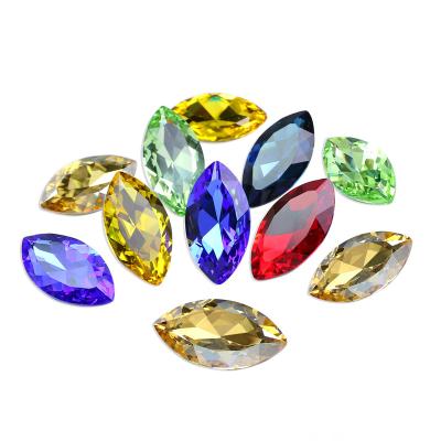 China Pointback Junjiao Navette loose crystals head crystal Artificial Fashion Costume Crystal rhinestone back glass volume for sale