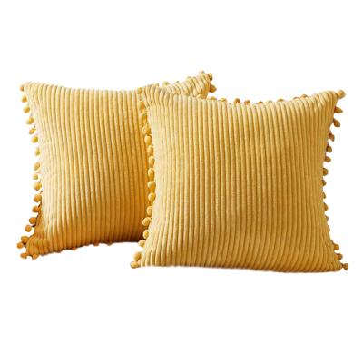 China Cheap Pillow Cover 45x45cm Custom Corduroy Cushion Cover Tassel Pillow Case Portable Cushion Cover for sale