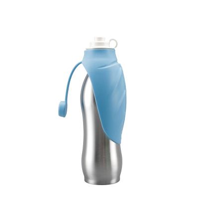 China Non-automatic Pet Water Bottle Stainless Steel 600ml Outdoor Portable Travel Feeding Stainless Steel Dog For Walking for sale