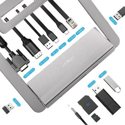 China USB3.0 5Gbps High Speed Multifunction 12 in 1 Universal Laptop USB3.0 Support USB-C Adapter Hub Holder with USB 2.0 VGA RJ45 SD for sale