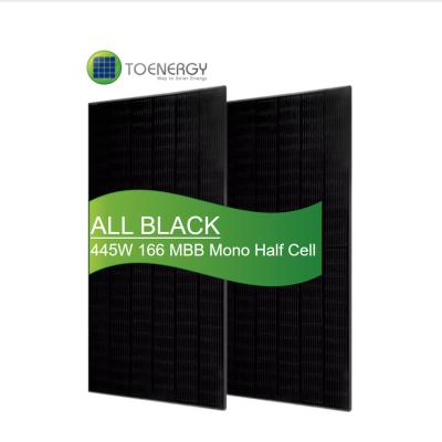 China TOENERGY Projects All Black 445 Watt Project Solar Panel With 144 Pcs 166mm Mono MBB Half High Efficiency Cells For PV Project for sale