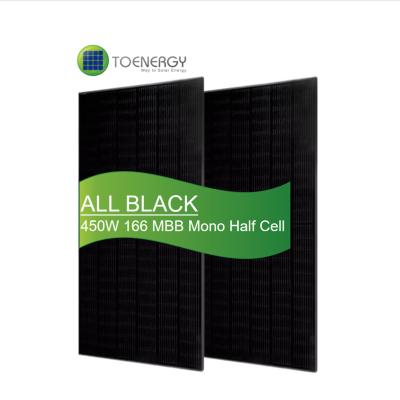 China TOENERGY Projects All Black 450 Watt Project Solar Panel With 144 Pcs 166mm Mono MBB Half High Efficiency Cells For PV Project for sale