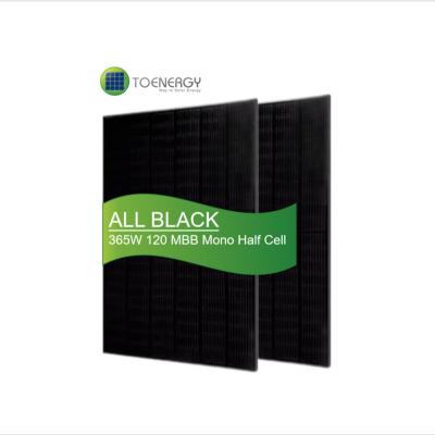 China TOENERGY Projects All Black 365 Watt Project Solar Panel With 120 Pcs 166mm Mono MBB Half High Efficiency Cells For PV Project for sale