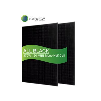 China TOENERGY Projects All Black 370 Watt Project Solar Panel With 120 Pcs 166mm Mono MBB Half High Efficiency Cells For PV Project for sale