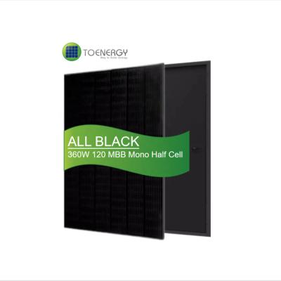 China TOENERGY Malaysia All Black 360 Watt Project Solar Panel With 120 Pcs 166mm Mono MBB High Efficiency Half Cells For PV Project for sale