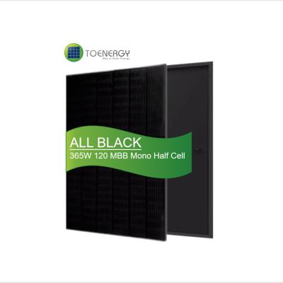China TOENERGY Malaysia All Black 365 Watt Project Solar Panel With 120 Pcs 166mm Mono MBB High Efficiency Half Cells For PV Project for sale