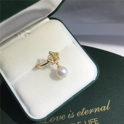 China Korea Natural Fine Jewelry 9MM 925 Sterling Silver Rings Drop Dendant Rings Style Jewelry Design Crown Pearl Fashion TRENDY Pearl New for sale