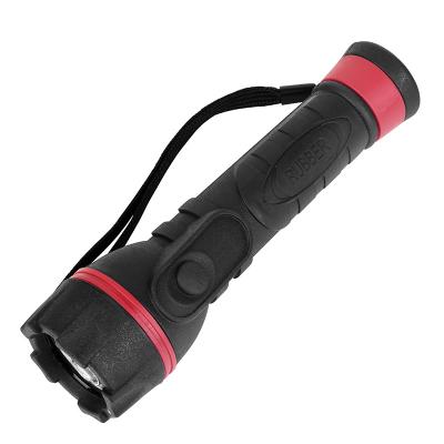 China Hot Sale High Quality Outdoor Waterproof 2*AA Battery LED Emergency Rubber Plastic Flashlight for sale