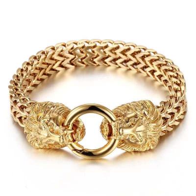 China New CLASSIC lion men's stainless steel jewelry fashion personality punk bracelet titanium steel manufacturers direct jewelry for sale