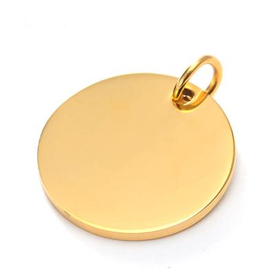 China Stainless Steel 12mm16mm 20mm Punk Mirror Polished Custom Engrave Logo Name Round Pendant Charm for sale