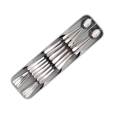 China New Arrival Kitchen Sustainable Stackable Compact Cutlery Space Saving Plastic Tray Drawer Knife Block Organizer Storage Container for sale