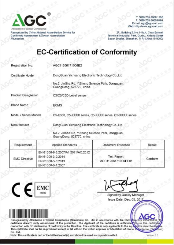 CE - Dongguan Yichuang Electronic Technology Co., Ltd.