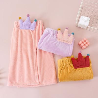 China Factory direct sales crown QUICK DRY children's bathrobe bathrobe bathrobe adjustable elastic tie beautiful direct sales for sale