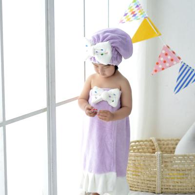 China QUICK DRY Soft Coral Velvet Children's Bath Towel Cartoon Dry Hair Towel for sale