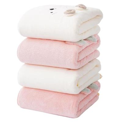 China QUICK DRY Children's Cartoon Embroidery Face Towel Super Absorbent Bath Towel Decorative Superfine Coral Velvet Fiber Towel Super Absorbent Quick Dry Bath T for sale