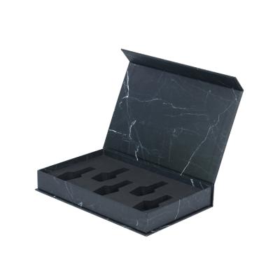 China Handmade Custom Large Marble Paper Flip Lid Top Gift Box Magnetic Black Marble Packaging Cardboard Box for sale