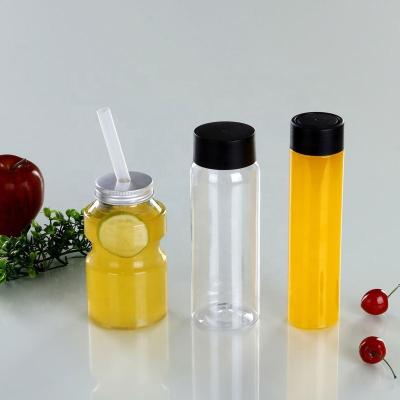 China Hot Sale 12oz Plastic Reusable Disposable PET Milk Beverage Juice Bottles With Tamper Evident Bulk Food Packaging Caps for sale