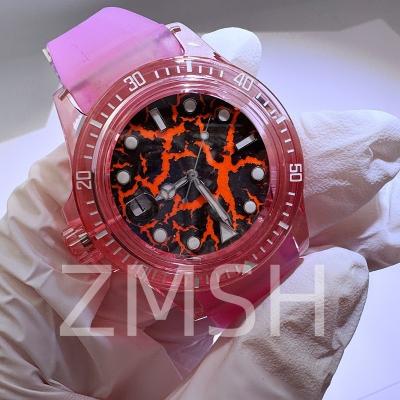 Cina Cassa dell'orologio in zaffiro rosa Sakura coltivato in laboratorio, lusso resistente ai graffi in vendita