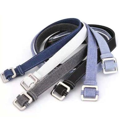 China Fashion.Casual Korean version simple and supple color denim students youth hole free woven fabric pants belt casual belt pants belt female for sale