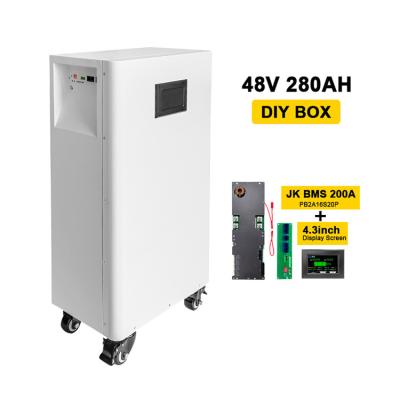 China Novos kits de bateria de bricolage 48V 15KWH Caixa embutida em JK 200A Smart BMS PB2A16S20P Suporte OEM à venda