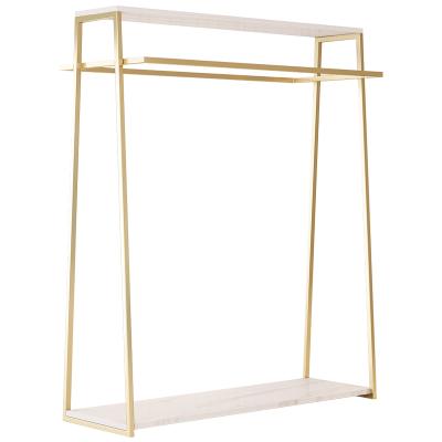 China Clothing Store Kids Clothing Display Rack For Shoe , Stainless Steel Hanger 2 Tier Kids Clothes Floor Standing Garment Rack for sale