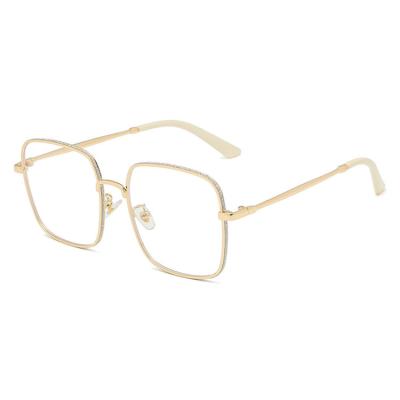 China Fashion Sunglasses Big Frame Square Block Blue Light Lenses For Women Men for sale