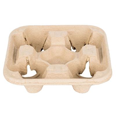 China Recycled Materials 2 Or 4 Pack Pulp Disposable Drink Coffee Paper Cup Carrier Holder Tray for sale