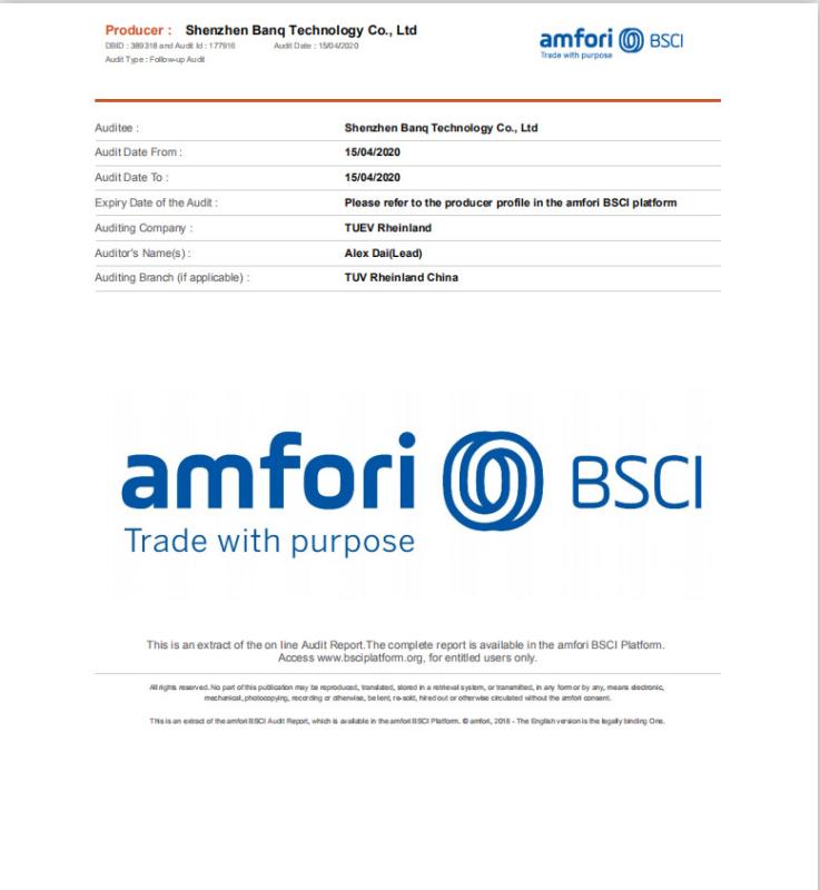 BSCI - Shenzhen Banq Technology Co., Ltd.