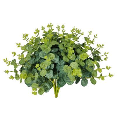 China Wholesale Plastic Artificial Money Plant Leaves Wedding Leaves Artificial Eucalyptus Outdoor Decoration for sale