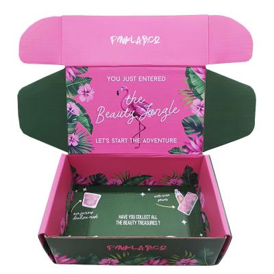 China Biodegradable Custom LOGO Corrugated Custom LOGO Shipping Cardboard Fold End Mail Delivery Paper Boxes Folding Corrugated Mailer Box For Makeup/Cosmetics/Clothes for sale