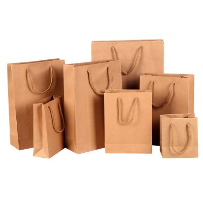 China Cheap Biodegradable Custom Printing Shopping Tote Bag Recycled Kraft Paper Bag For Coffee Bread Or Groceries Or Clothes for sale