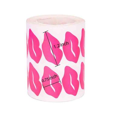 China Waterproof Custom Print PVC Labels Red Kiss Lips Sticker Thank You Gift Label Stickers DIY Gift Decorative Labels 500pcs/roll for sale