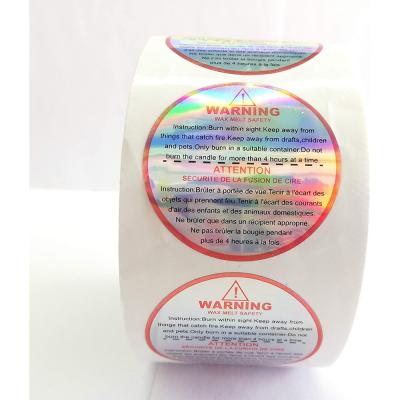 China Waterproof luxury textured paper logo sticker custom printing rainbow gold foil glitter effect caution warning label for candle jars for sale