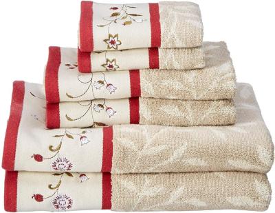 China Compressed Dyed 100% Cotton Yarn Jacquard Towel Set 6 Pcs Bath Towel for sale