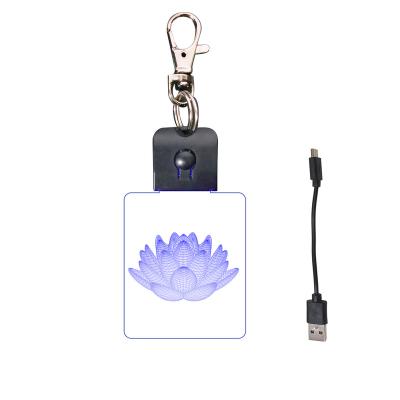 China Custom New Arrival Rechargeable LED Keyholder Acrylic Key Chain Night Light With Rechargeable Battery for sale